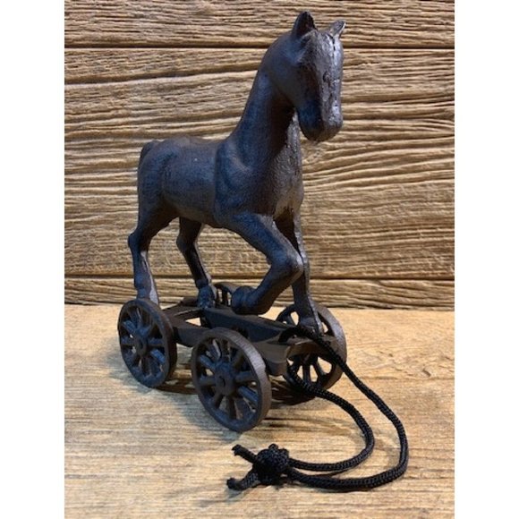 Cast Iron Horse Pull Toy on Wheels 0170-13603 - Picture 4 of 10